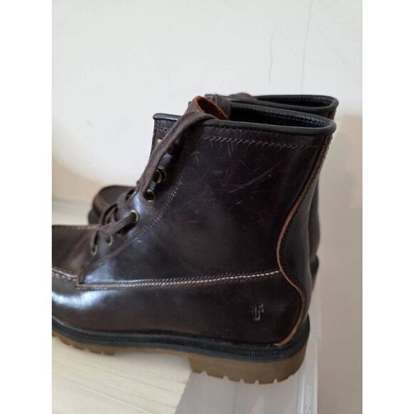 Frye Pine Lug Black Leather Workboot Mens 9 - Picture 2 of 12